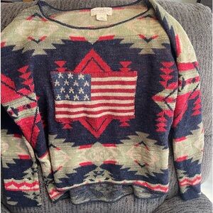 DENIM & SUPPLY Ralph Lauren  Medium. 100% cotton Aztec pattern with flag